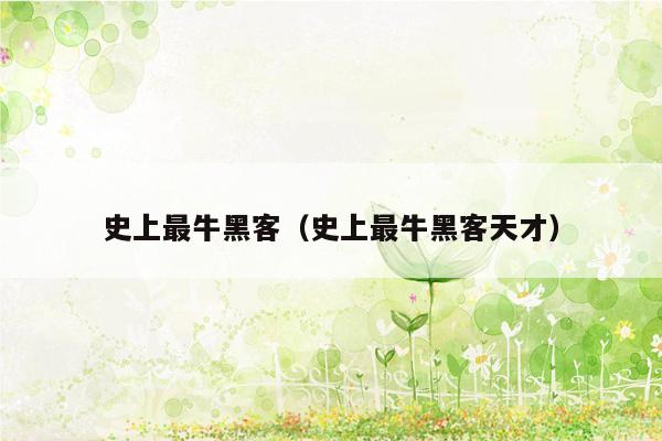 史上最牛黑客(史上最牛黑客天才)