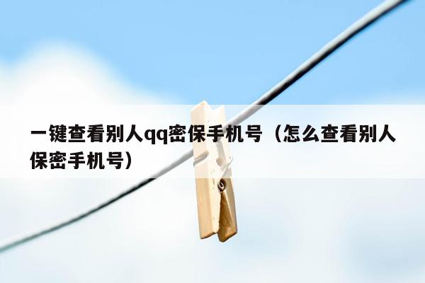 一键查看别人qq密保手机号(怎么查看别人保密手机号)