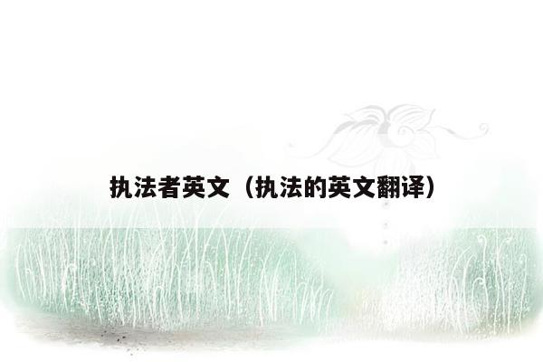 执法者英文(执法的英文翻译)