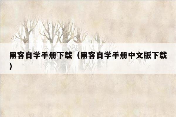 黑客自学手册下载(黑客自学手册中文版下载)