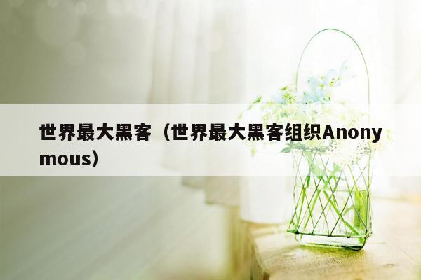 世界最大黑客(世界最大黑客组织Anonymous)