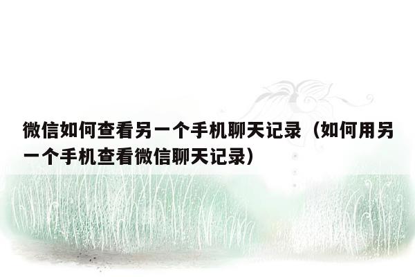 微信如何查看另一个手机聊天记录(如何用另一个手机查看微信聊天记录)