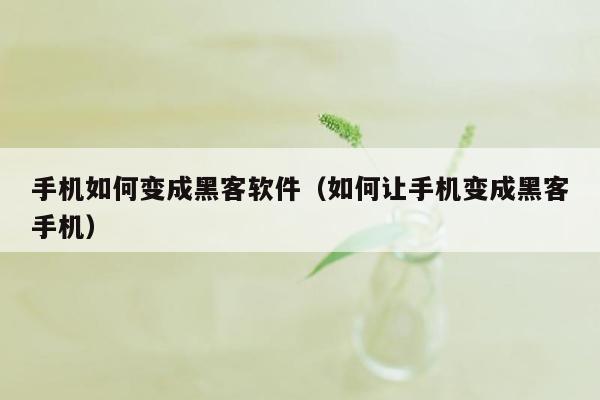 手机如何变成黑客软件(如何让手机变成黑客手机)