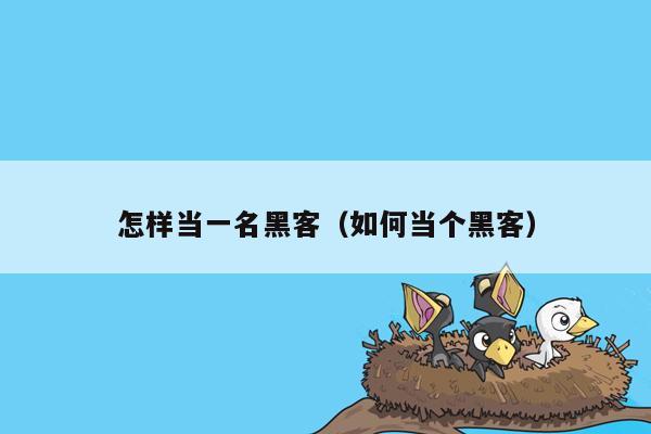 怎样当一名黑客(如何当个黑客)