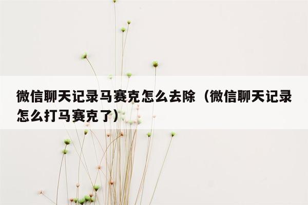 微信聊天记录马赛克怎么去除(微信聊天记录怎么打马赛克了)