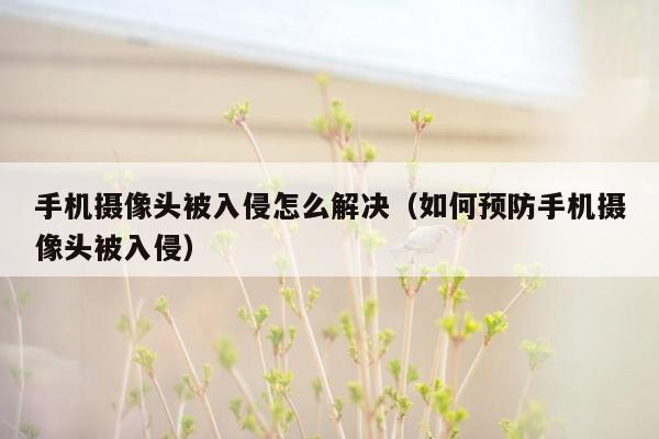 手机摄像头被入侵怎么解决(如何预防手机摄像头被入侵)