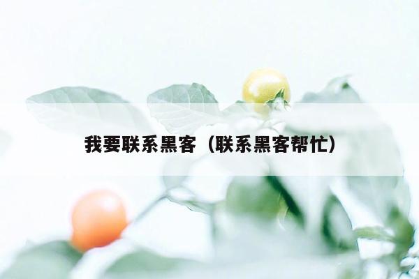 我要联系黑客(联系黑客帮忙)