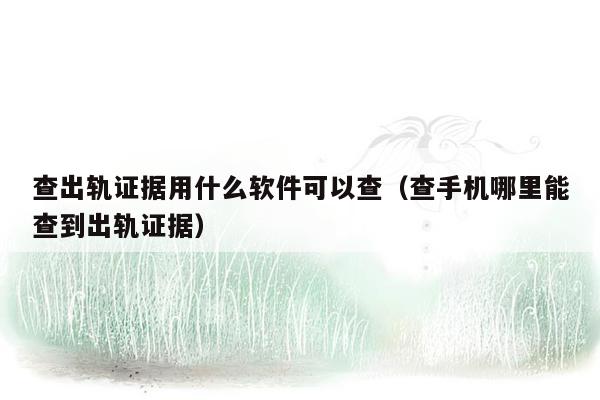 查出轨证据用什么软件可以查(查手机哪里能查到出轨证据)