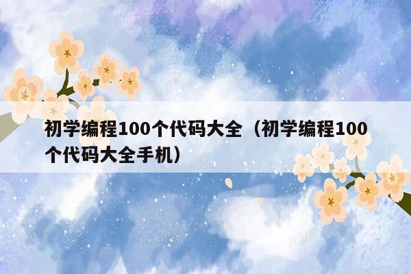 初学编程100个代码大全（初学编程100个代码大全手机）