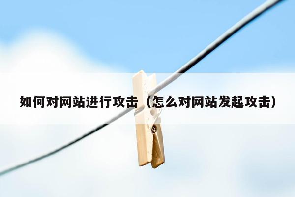 如何对网站进行攻击(怎么对网站发起攻击)