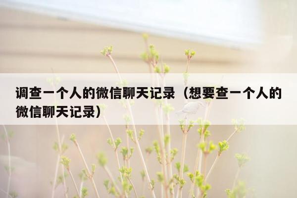 调查一个人的微信聊天记录(想要查一个人的微信聊天记录)