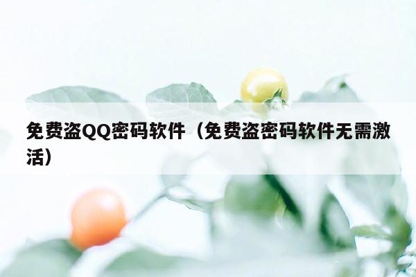 免费盗QQ密码软件(免费盗密码软件无需激活)