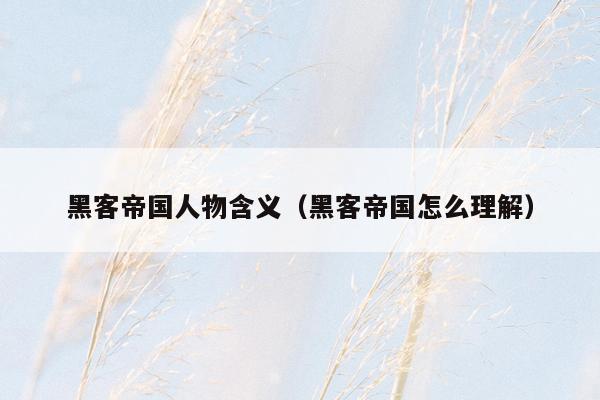 黑客帝国人物含义（黑客帝国怎么理解）