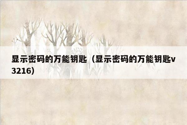 显示密码的万能钥匙(显示密码的万能钥匙v3216)