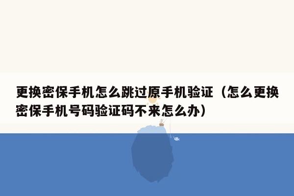 更换密保手机怎么跳过原手机验证(怎么更换密保手机号码验证码不来怎么办)