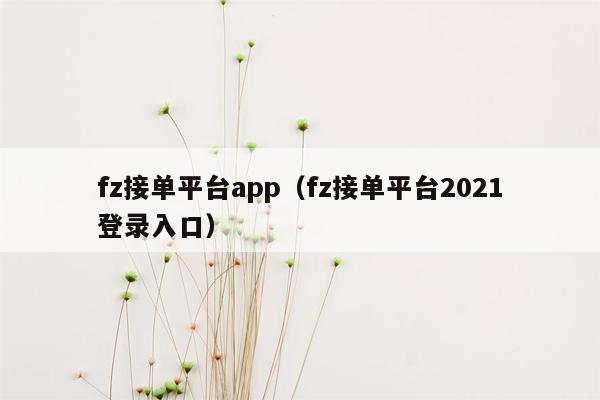 fz接单平台app(fz接单平台2021登录入口)