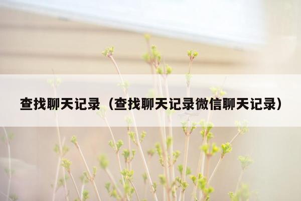查找聊天记录(查找聊天记录微信聊天记录)
