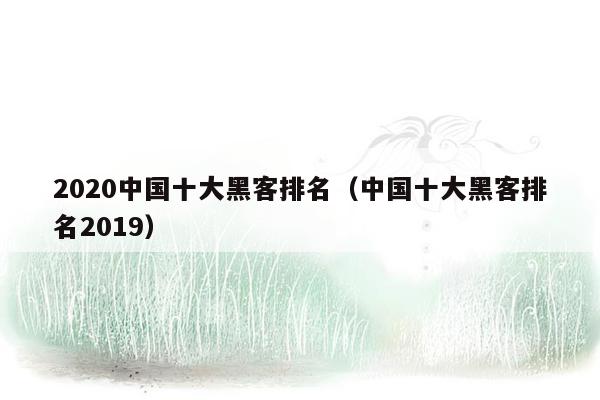 2020中国十大黑客排名(中国十大黑客排名2019)