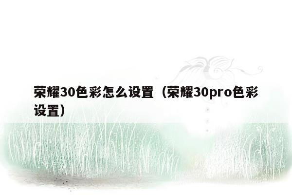 荣耀30色彩怎么设置(荣耀30pro色彩设置)
