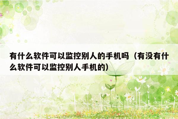 有什么软件可以监控别人的手机吗(有没有什么软件可以监控别人手机的)