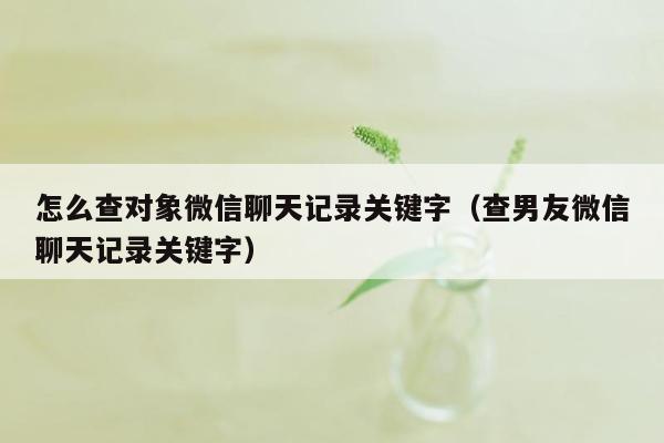 怎么查对象微信聊天记录关键字(查男友微信聊天记录关键字)