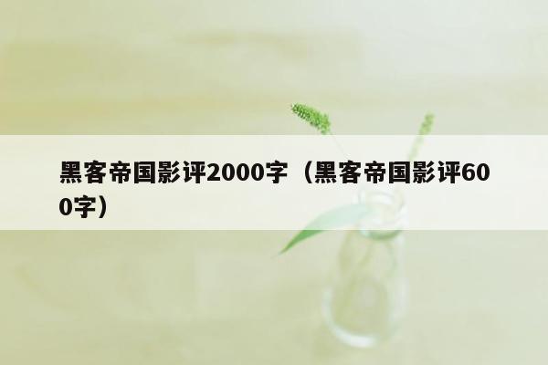 黑客帝国影评2000字(黑客帝国影评600字)