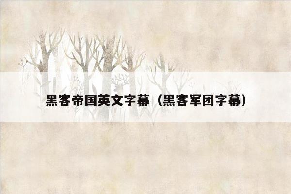 黑客帝国英文字幕(黑客军团字幕)