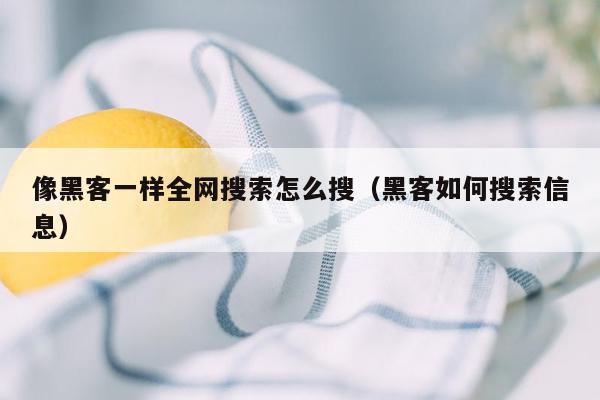 像黑客一样全网搜索怎么搜(黑客如何搜索信息)