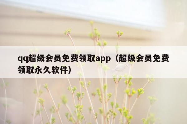 qq超级会员免费领取app(超级会员免费领取永久软件)