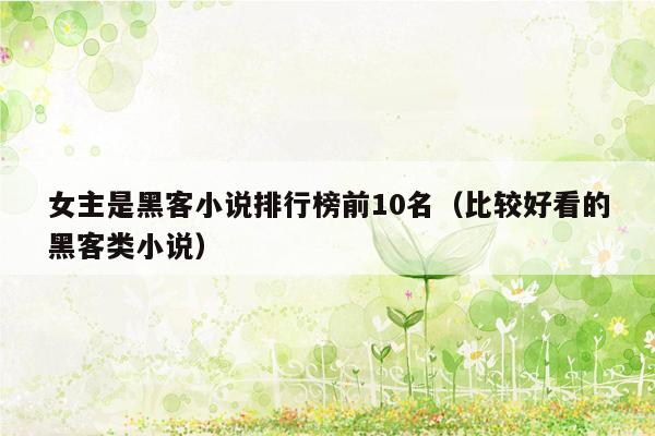 女主是黑客小说排行榜前10名(比较好看的黑客类小说)