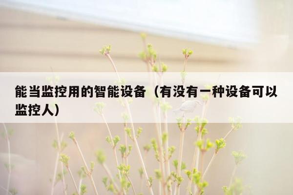 能当监控用的智能设备(有没有一种设备可以监控人)