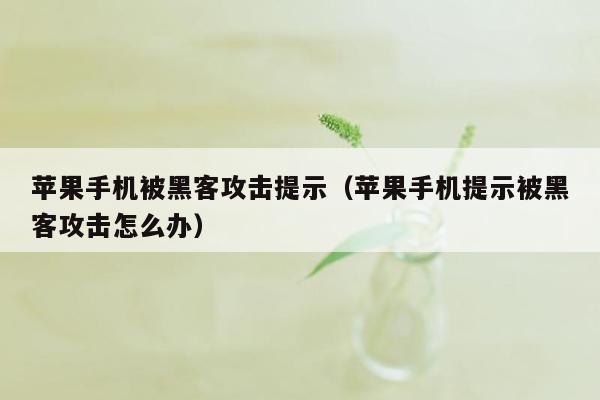 苹果手机被黑客攻击提示(苹果手机提示被黑客攻击怎么办)