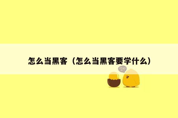 怎么当黑客(怎么当黑客要学什么)