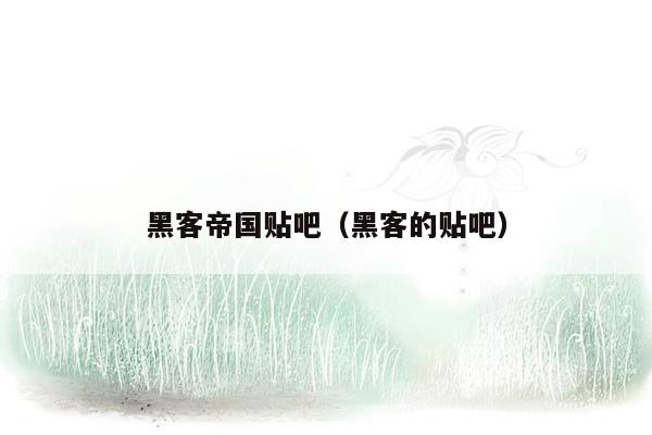 黑客帝国贴吧(黑客的贴吧)