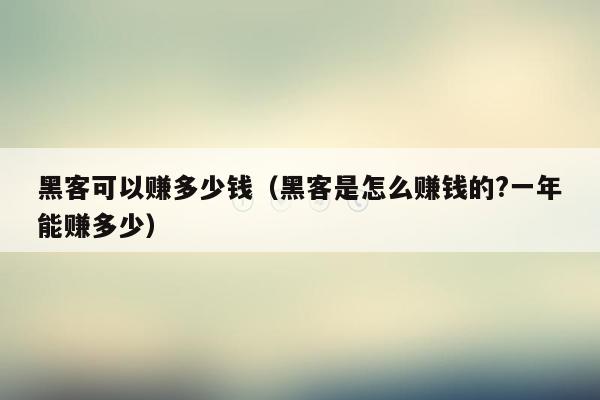 黑客可以赚多少钱(黑客是怎么赚钱的?一年能赚多少)