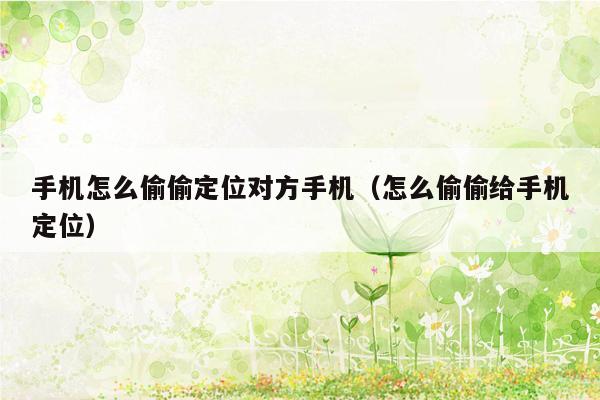 手机怎么偷偷定位对方手机(怎么偷偷给手机定位)