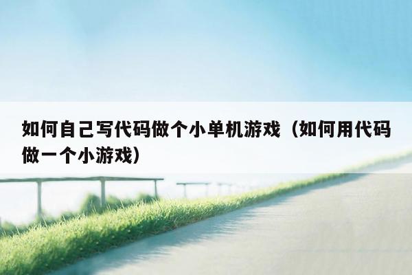 如何自己写代码做个小单机游戏(如何用代码做一个小游戏)