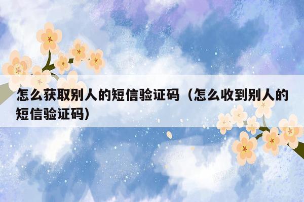 怎么获取别人的短信验证码(怎么收到别人的短信验证码)