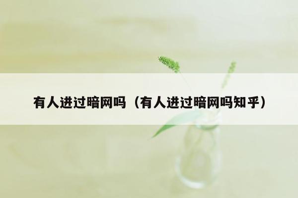 有人进过暗网吗(有人进过暗网吗知乎)