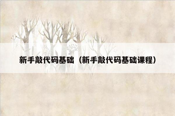 新手敲代码基础(新手敲代码基础课程)