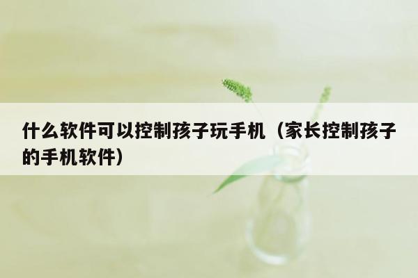 什么软件可以控制孩子玩手机(家长控制孩子的手机软件)