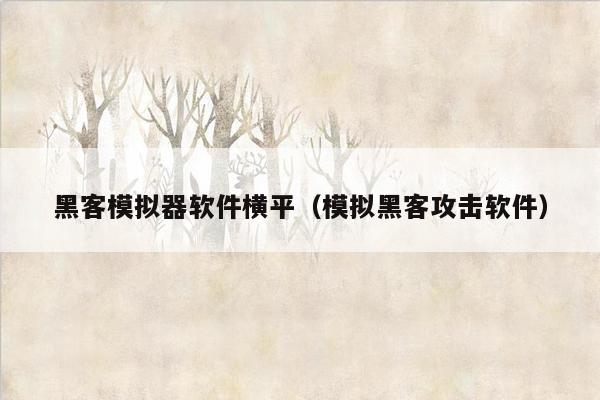 黑客模拟器软件横平(模拟黑客攻击软件)