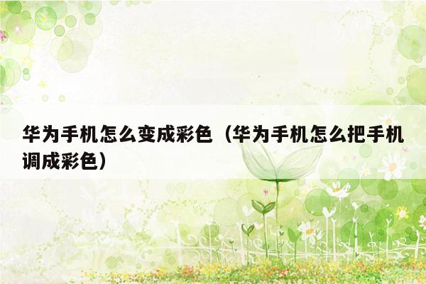 华为手机怎么变成彩色(华为手机怎么把手机调成彩色)