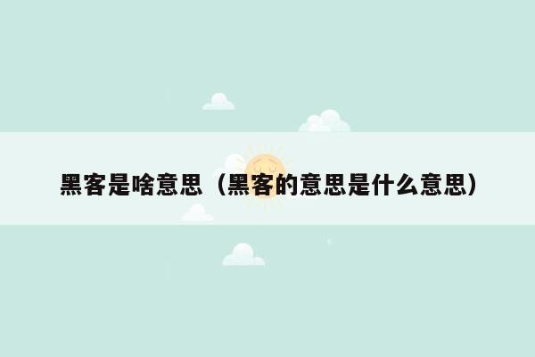 黑客是啥意思(黑客的意思是什么意思)