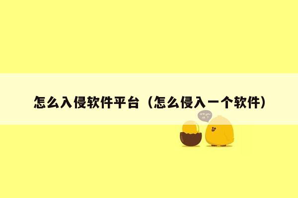 怎么入侵软件平台(怎么侵入一个软件)