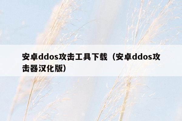 安卓ddos攻击工具下载(安卓ddos攻击器汉化版)