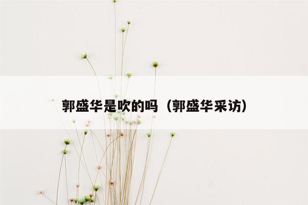 郭盛华是吹的吗(郭盛华采访)