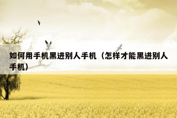 如何用手机黑进别人手机(怎样才能黑进别人手机)