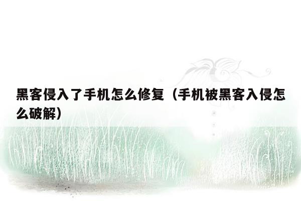 黑客侵入了手机怎么修复(手机被黑客入侵怎么破解)