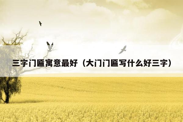 三字门匾寓意最好(大门门匾写什么好三字)